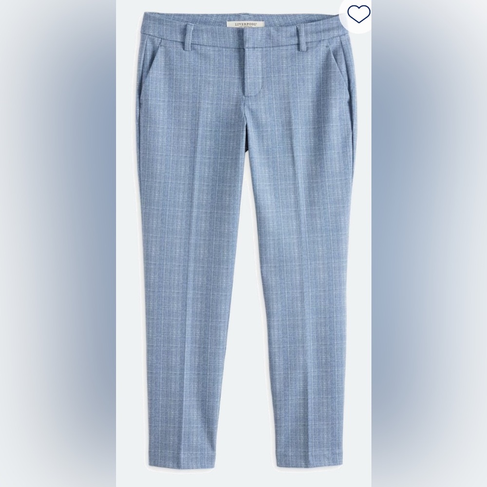 Liverpool Kelsey Straigh Trousers Blue Herringbone